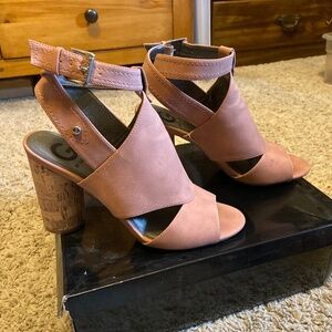 Pink Nubuck Leather Cork heel Sandal